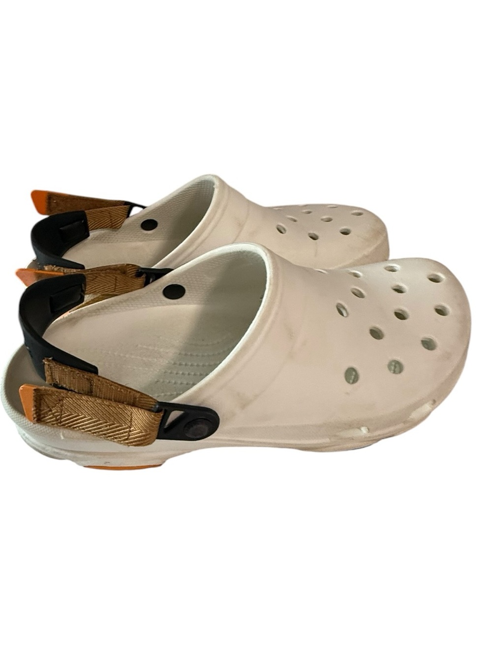 Crocs Classic All-Terrain Clogs White Orange Mens 12 Adjustable Strap 206340